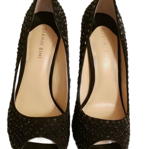 Gianna Bini Black Platform Peep Toe Stiletto 8.5 - Picture 3 of 8